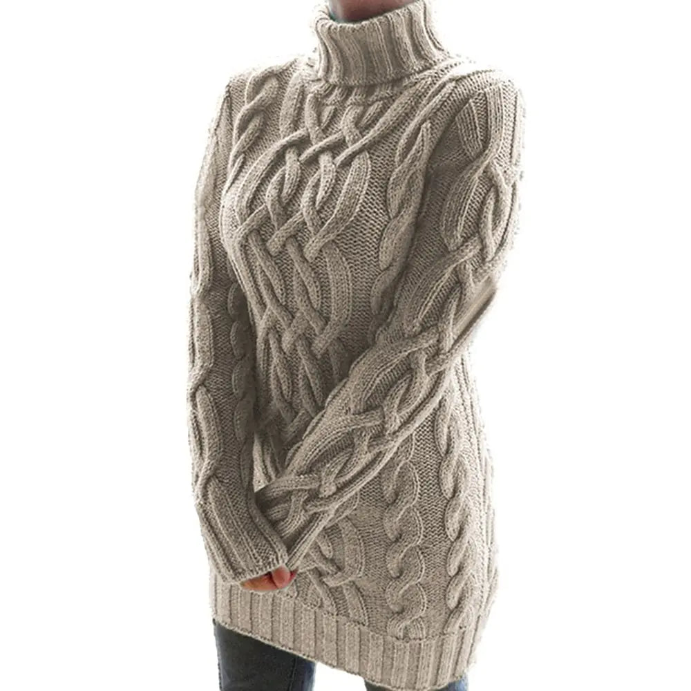 Turtleneck Twist Knitted Sweater Dress Lace Blend Ribbed Blend Corduroy Blend