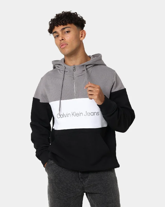 Calvin Klein Colourblock Quarter Zip Hoodie Ck Black Hoodie with Magnetic Closure Innovative Modern