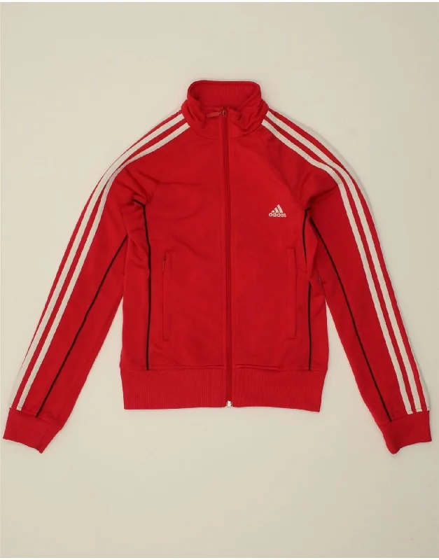 ADIDAS Womens Tracksuit Top Jacket UK 8 Small  Pink Polyester Denim Fabric Leather Fabric Suede Fabric