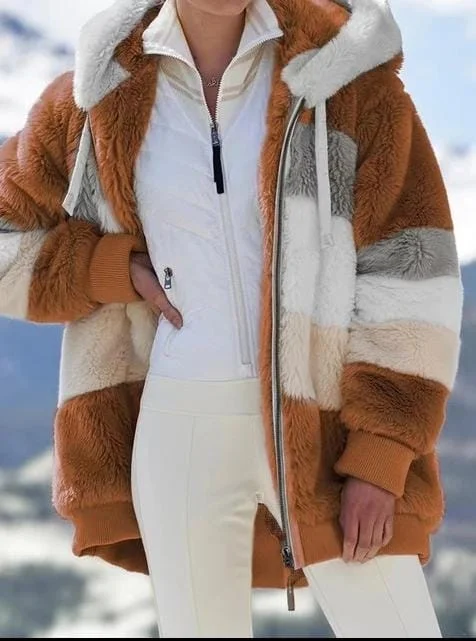 Hooded Zipper Ladies Jacket Spliced Thick Cashmere Women Jacket Stitching Plaid Ladies Coats S394410 Nylon Fabric Polyester Fabric Spandex Fabric Hooded Zipper Ladies Jacket Spliced Thick Cashmere Women Jacket Stitching Plaid Ladies Coats S394410 Nylon Fabric Polyester Fabric Spandex Fabric