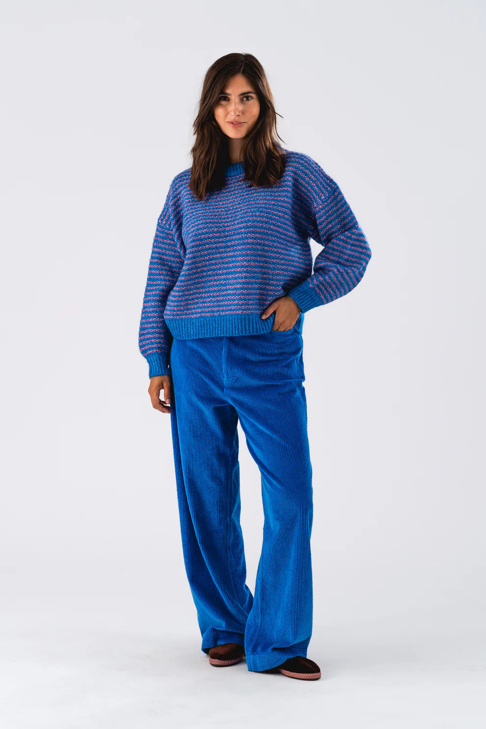 LOLLIES Blue Knit Jumper Sweater Knitwear Pullover