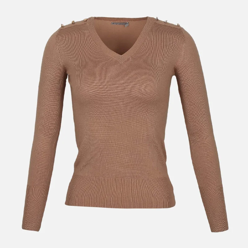 LADIES BASIC SWEATER V NECK Elasticated Padded Insulated