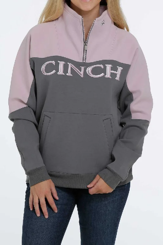 Cinch Ladies 1/4 Zip Logo Pullover - MAK7867002 - On Sale Turtleneck Warm Pullover