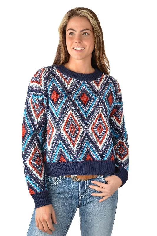 Pure Western Ladies Geneva Pullover - Multi - P3W2556736 - On Sale Shawl Collar Sweater