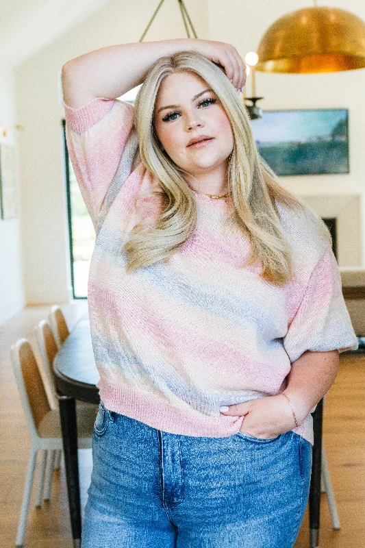 Hazel Blues® |  I'll Never Stop Striped Sweater Chenille Blend Fleece Blend Nylon Blend