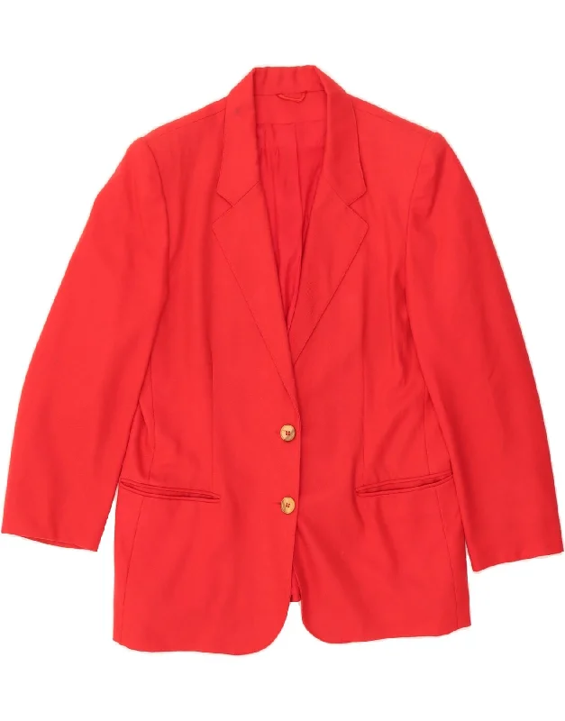 VINTAGE Womens 2 Button Blazer Jacket IT 48 XL Red Virgin Wool Satin Jacket Silk Jacket Chiffon Jacket