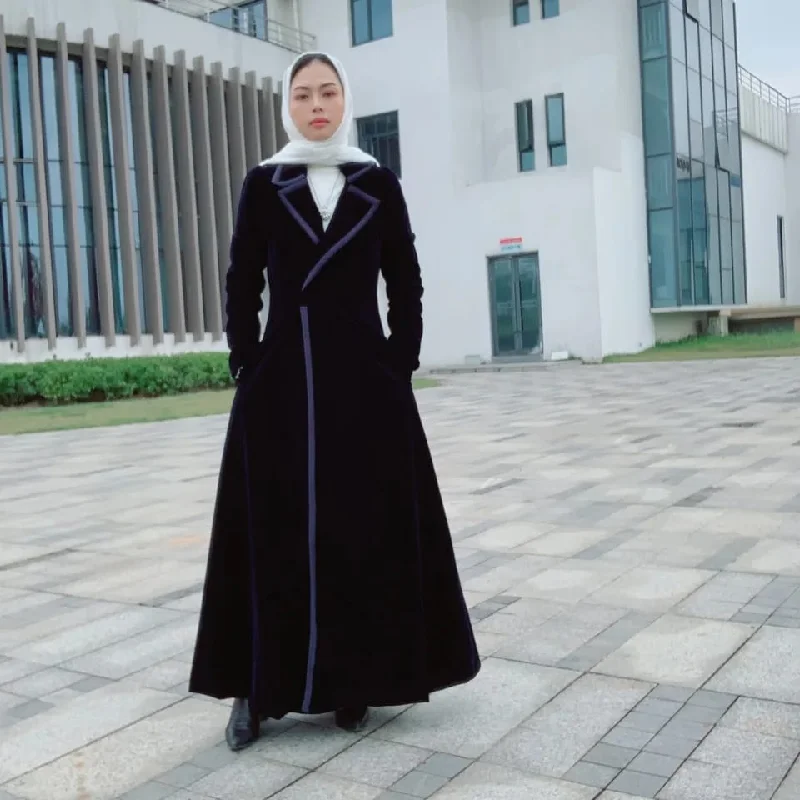 Velvet Outwear Coat Jacket Open Abaya Cardigan Kimono Long Robe Gowns M B-43723 Denim Fabric Leather Fabric Suede Fabric Velvet Outwear Coat Jacket Open Abaya Cardigan Kimono Long Robe Gowns M B-43723 Denim Fabric Leather Fabric Suede Fabric