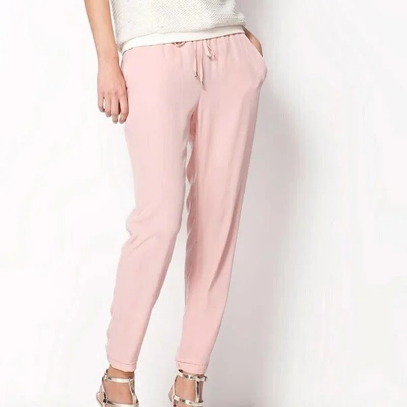 Women Chiffon Pant Casual Harem Pants Women Trousers Pantalones Elastic Waist Loose Drawstring Female 05 Trousers Summer Linen Women Chiffon Pant Casual Harem Pants Women Trousers Pantalones Elastic Waist Loose Drawstring Female 05 Trousers Summer Linen