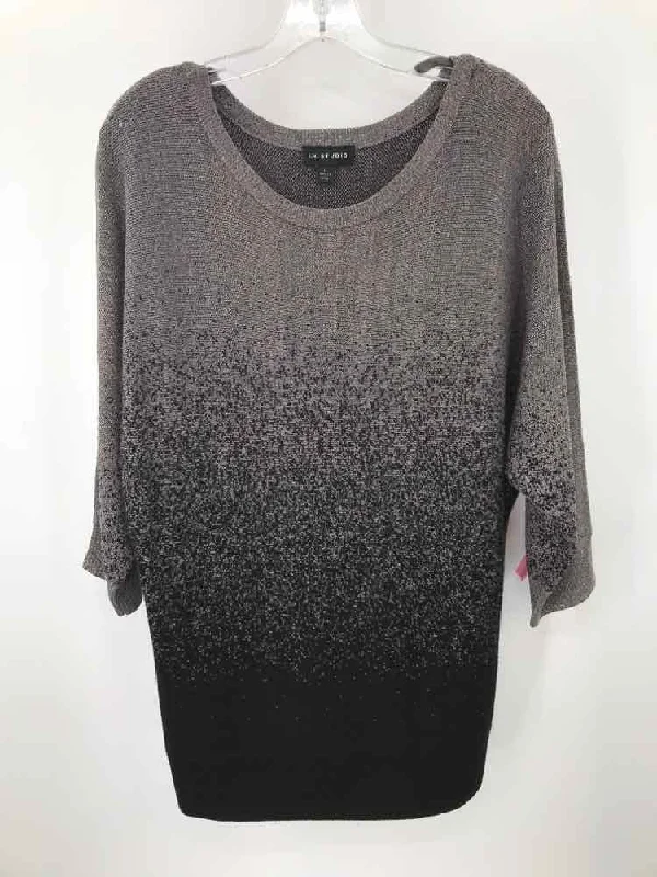 Pre-Owned I.N. Studio Grey Size Large Sweater Beaded Sweater Sequined Faux Fur