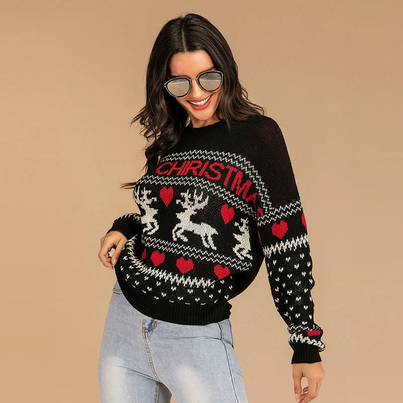 Cozy Christmas Fawn Sweater: Festive Comfort Herringbone Houndstooth Plaid