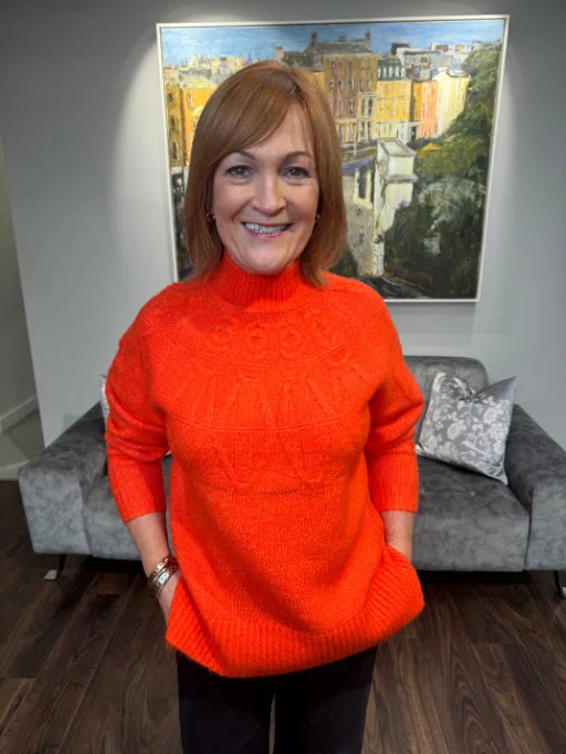 DERHY Orange Jumper Polka Dot Checkered Tartan