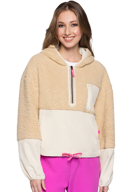 Two-Tone Sherpa Hooded Zip Pullover by Med Couture XS-2XL / Nitro Nude Sarouel Sleeve Pullover