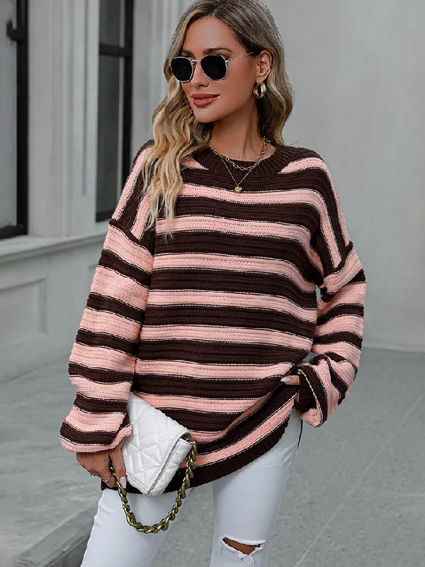 Sara Striped Dropped Shoulder Sweater Modern Contemporary Chic