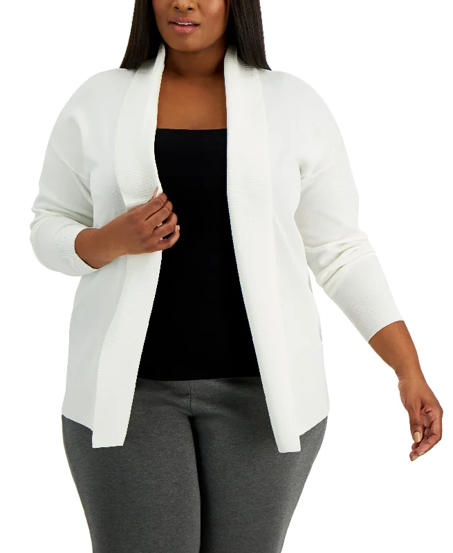 Alfani Plus Size Open Front Cardigan Silk Blend Satin Velvet