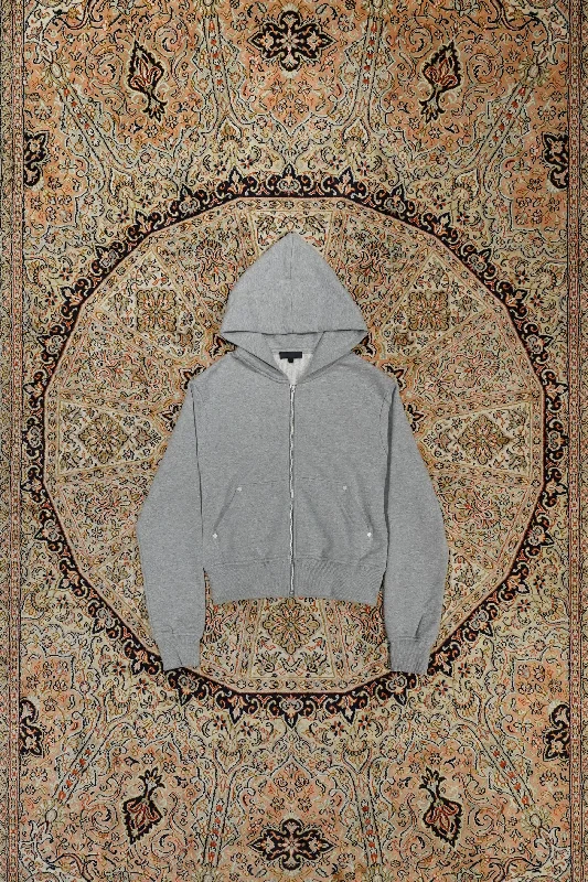 Omar Afridi RIVETED ZIP HOODIE (GREY) Hoodie with Turtle Neck Cozy Winter