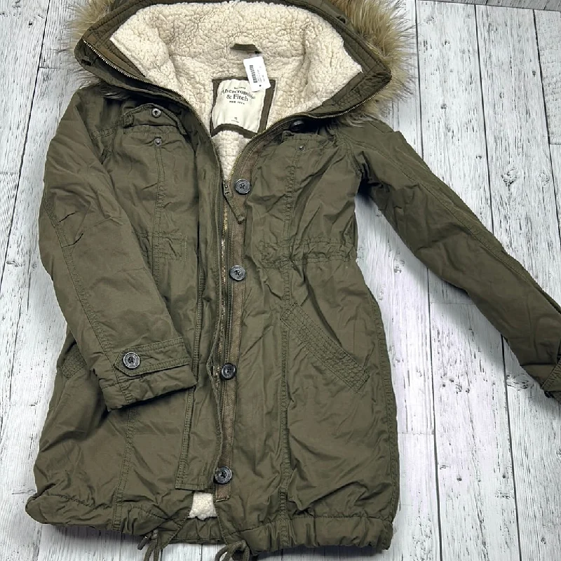 Abercrombie & Fitch green jacket - Hers XS Faux Fur Jacket Real Fur Jacket Shearling Jacket