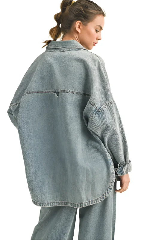 Shag Denim Jacket Tiered Jacket Buttoned Jacket Zippered Jacket