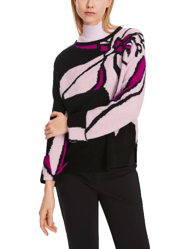 MARC CAIN Rose Print Sweater Elasticated Padded Insulated