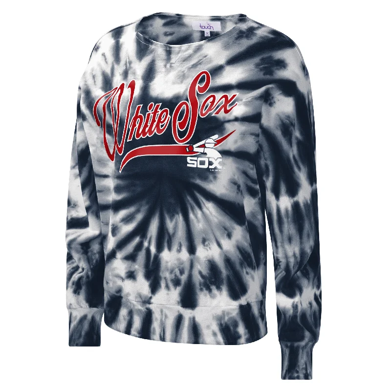 Women's Chicago White Sox Cooperstown Collection Tie Dye Navy Fleece Pullover Angora Wool Cozy