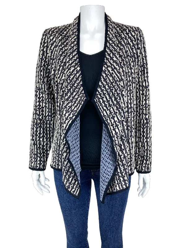 Nic+Zoe, Women's Jacquard Knit Open Cardigan, Black/Ivory, Size Petite M Long Cardigan Short Cardigan Medium Cardigan Nic+Zoe, Women's Jacquard Knit Open Cardigan, Black/Ivory, Size Petite M Long Cardigan Short Cardigan Medium Cardigan