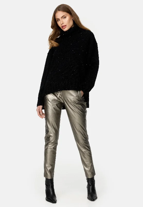 CATNOIR Black Glittery Jumper Houndstooth Herringbone Solid