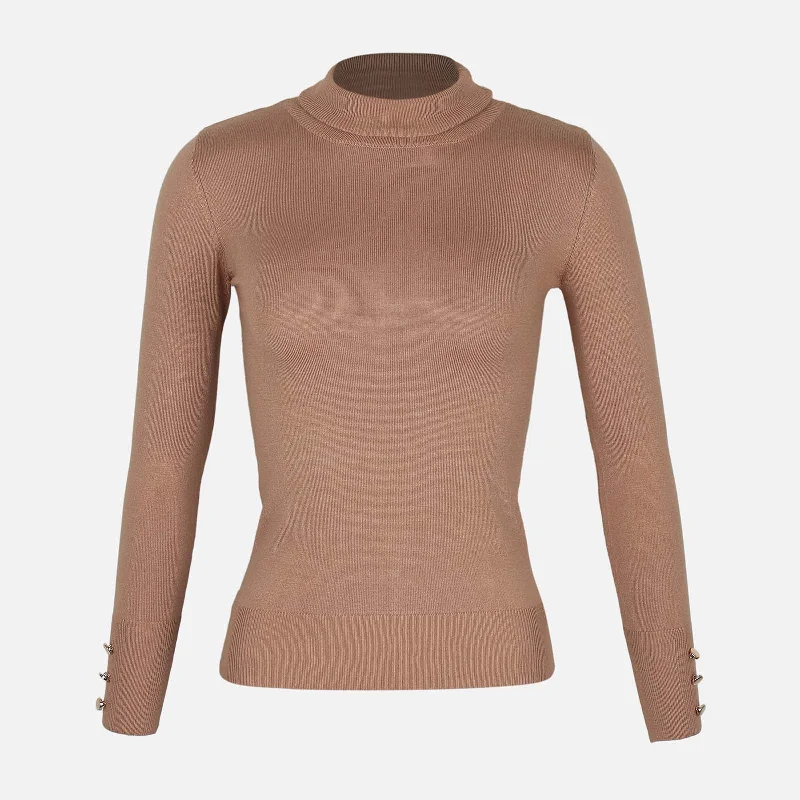 LADIES BASIC SWEATER ROLLNECK Nylon Fabric Polyester Fabric Spandex Fabric