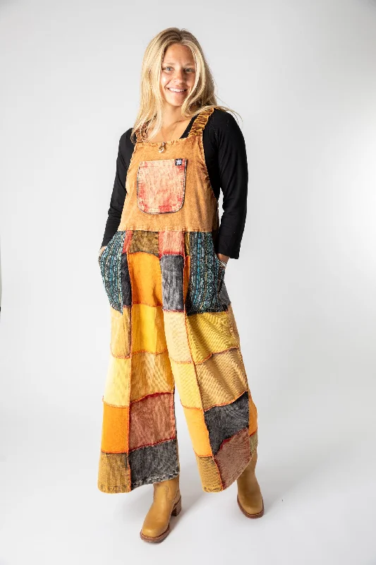 Ditya Patchwork Corduroy Jumper Velvet Chenille Corduroy