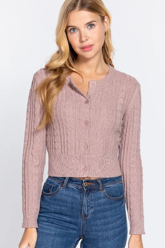Crew Neck Cable Sweater Cardigan Sweater Knitwear Pullover