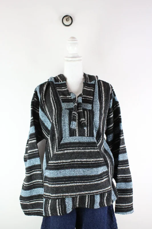 Vintage Blue Stripe Pullover (L) Three Quarter Sleeve