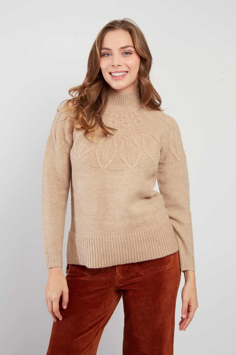RENE DERHY Beige Jumper Mesh Fabric Canvas Fabric Denim Fabric