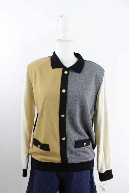 Vintage Button Up Pullover (L) Surplice Neck Pullover