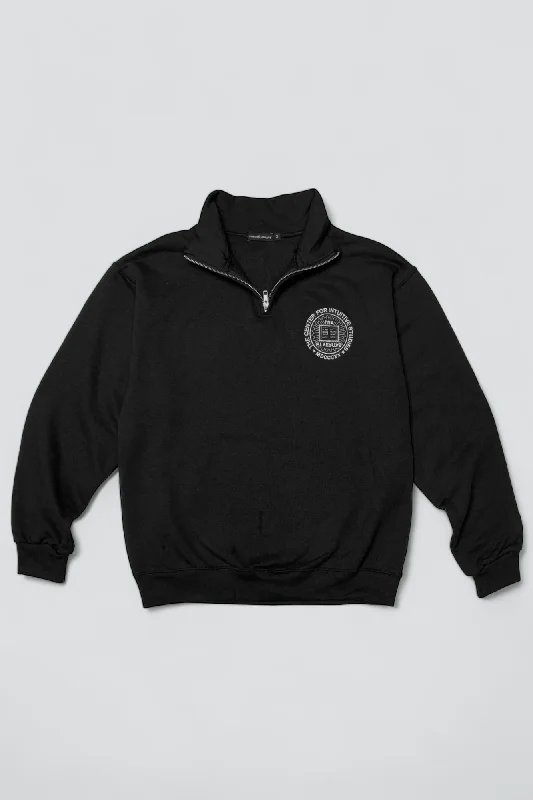 The Center For Intuitive Studies Circle Logo Quarter Zip Sweatshirt - Black Hoodie with Mesh Breathable Sporty