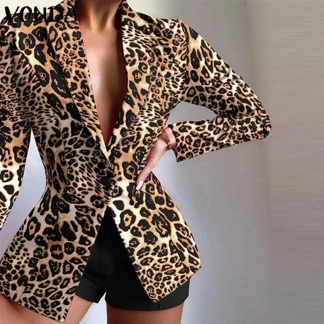 Women Leopard Print Blazer VONDA Sexy Long Sleeve Lapel Neck Coats Office Formal Coats Jackets Outerwear Veste Femininas S4416521 Quilted Jacket Puffer Jacket Insulated Jacket Women Leopard Print Blazer VONDA Sexy Long Sleeve Lapel Neck Coats Office Formal Coats Jackets Outerwear Veste Femininas S4416521 Quilted Jacket Puffer Jacket Insulated Jacket