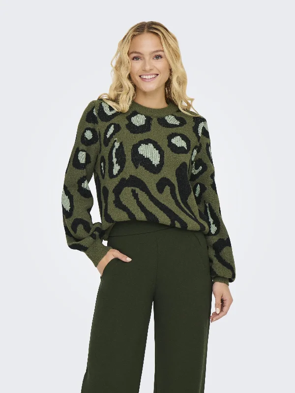 JDY Ladies Lorraine Regular Fit Long Sleeved Knit Pullover-MOSS Flare Sleeve Stylish