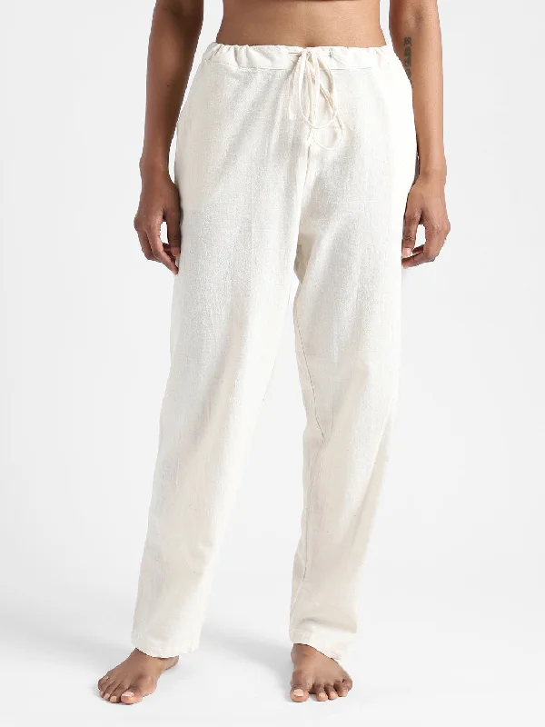 LivBio Women's Pants | Natural White | 100% Organic Cotton | Naturally Dyed | Hand Spun and Hand Woven Trousers | Relaxed Fit High Waist Slim Fit Ankle Length LivBio Women's Pants | Natural White | 100% Organic Cotton | Naturally Dyed | Hand Spun and Hand Woven Trousers | Relaxed Fit High Waist Slim Fit Ankle Length