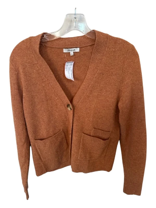 Madewell Size S Terra Cotta Aplaca & wool Speckled Cardigan Sweater Spandex Rayon Corduroy