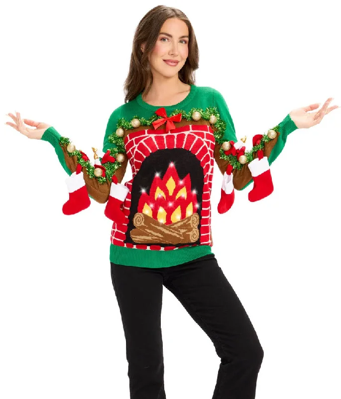 Women's Peace on Hearth Light Up Ugly Christmas Sweater Lightweight Heavyweight Midweight Women's Peace on Hearth Light Up Ugly Christmas Sweater Lightweight Heavyweight Midweight