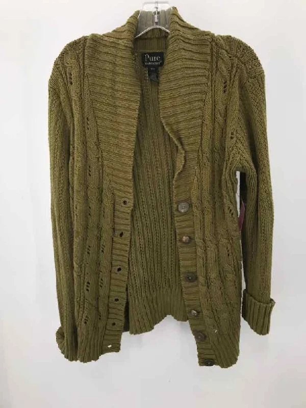 Pre-Owned Pure Handknit Green Size Medium Sweater Modern Contemporary Chic