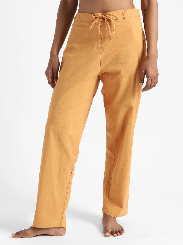LivBio Women's Pants | Pomo Orange | 100% Organic Cotton | Naturally Dyed | Hand Spun and Hand Woven Trousers | Relaxed Fit Trousers Elastic Waist Soft LivBio Women's Pants | Pomo Orange | 100% Organic Cotton | Naturally Dyed | Hand Spun and Hand Woven Trousers | Relaxed Fit Trousers Elastic Waist Soft