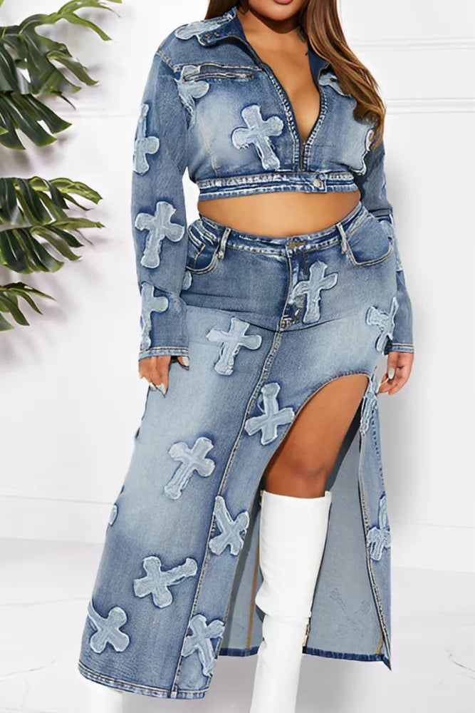 Sexy Denim Cross 2pc Jacket & Maxi Skirt Set Toggled Jacket Drawstring Jacket Belted Jacket Sexy Denim Cross 2pc Jacket & Maxi Skirt Set Toggled Jacket Drawstring Jacket Belted Jacket
