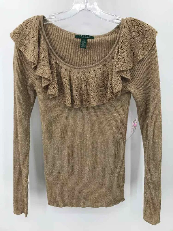 Pre-Owned Ralph Lauren Gold Size XS Sweater Satin Blend Silk Blend Wool Blend