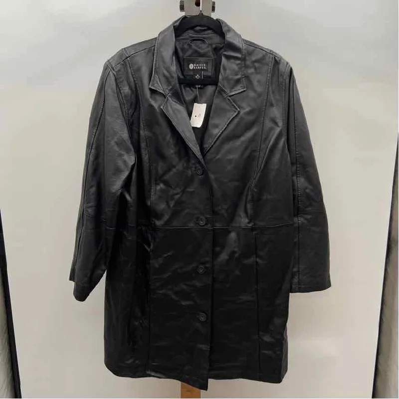 Maggie Barnes Women's Size 1X Black Solid Jacket Snapped Jacket Toggled Jacket Drawstring Jacket Maggie Barnes Women's Size 1X Black Solid Jacket Snapped Jacket Toggled Jacket Drawstring Jacket