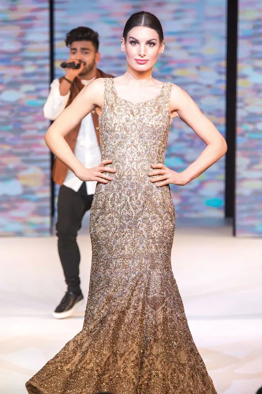 Golden Fish-Cut Gown Dress