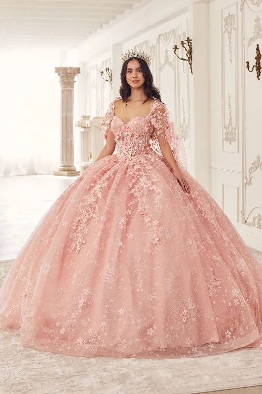 Cinderella Divine 15719 Long Ball Gown Floral Quinceanera Dress