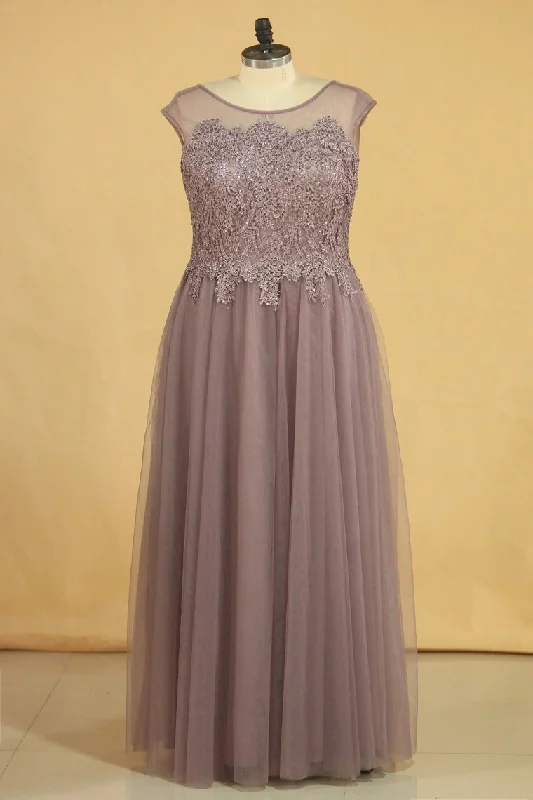 Prom Dresses A Line Scoop Floor Length Tulle With Applique