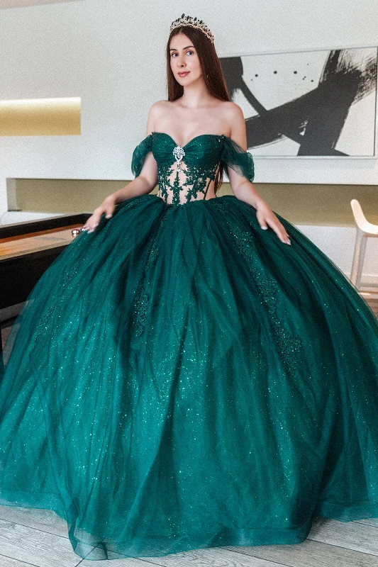 Long Glitter Beaded Quinceanera Dress