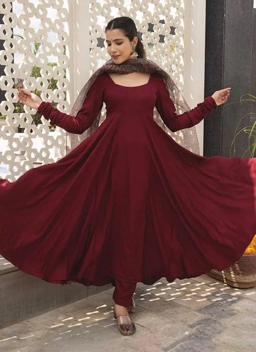 Maroon Georgette Raksha Bandhan Special Anarkali Dress