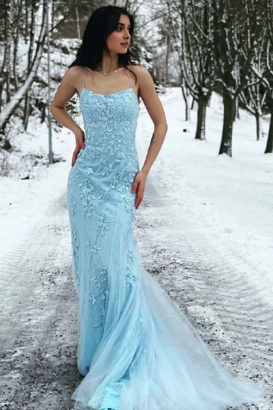 Sheath-Column Floor Length Tulle Prom Dress CS0489