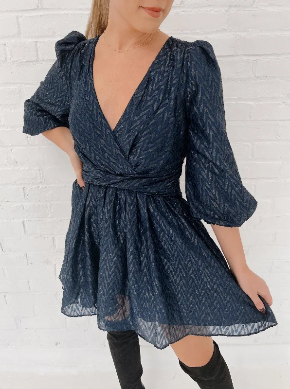 A Glimpse Of Shimmer Navy Dress