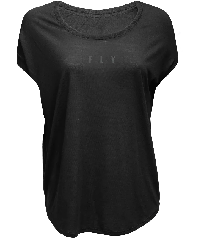 FLY RACING Women's Fly Breezy Tee Black Lg 356-0040L Chenille Blend Fleece Blend Nylon Blend